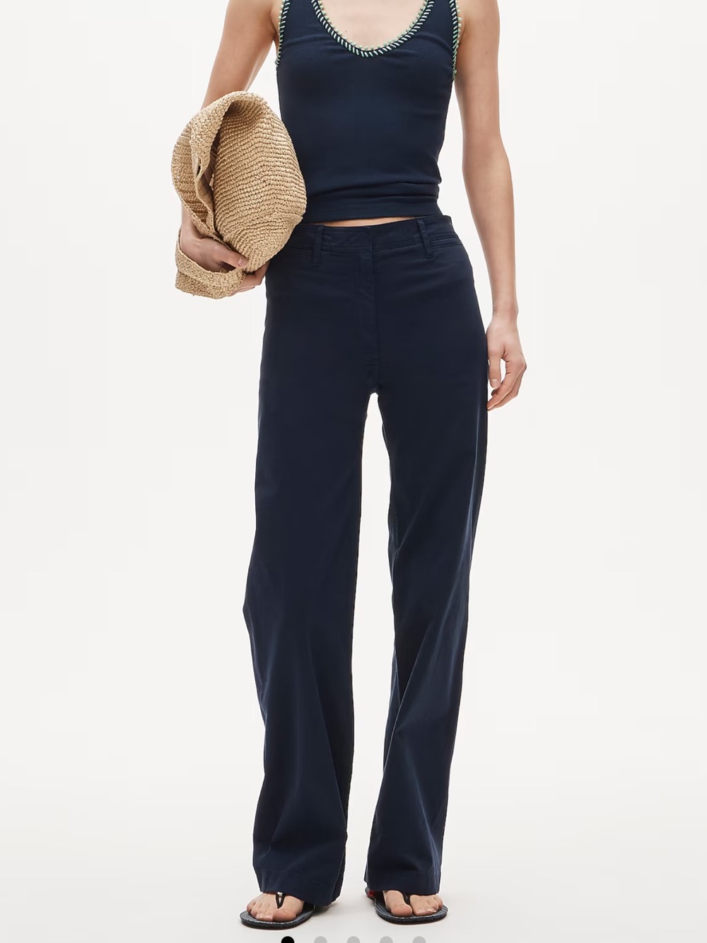 J. Crew Wide Leg Chino Pants in Navy Blue